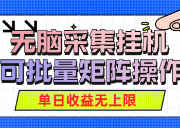 无脑采集挂机，可批量矩阵操作，单日收益无上限