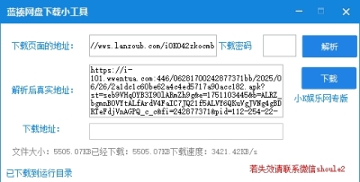 蓝奏网盘最新协议解析下载工具，秒解析，自动下载！