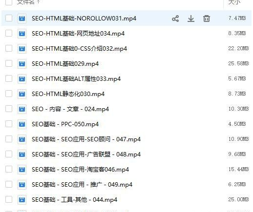 SEO培训精品资料教程（共160课） 