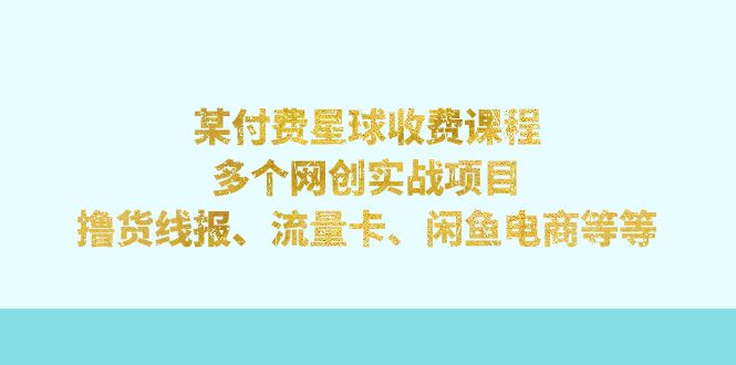 某付费课程：多个网创实战项目，撸货线报、流量卡、闲鱼电商等等