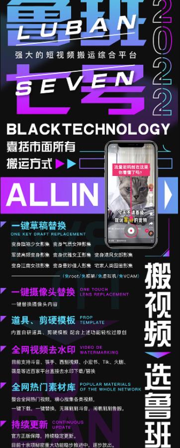 最新鲁搬7号 v3.0短视频永久版搬运软件 突破技术壁垒碾压一切搬运神器