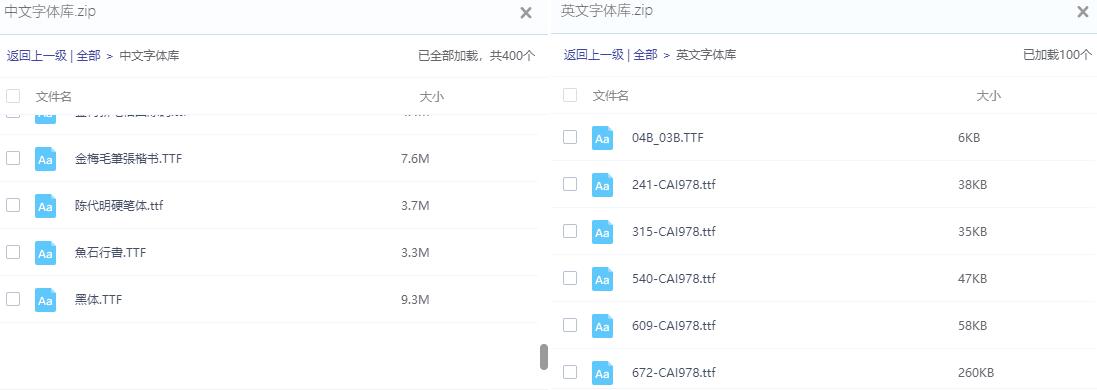友情放送1200种字体包（中英文+字体管理软件）