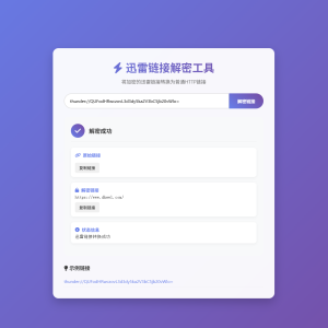 迅雷链接在线解密解析工具系统源码/本地化API/开源
